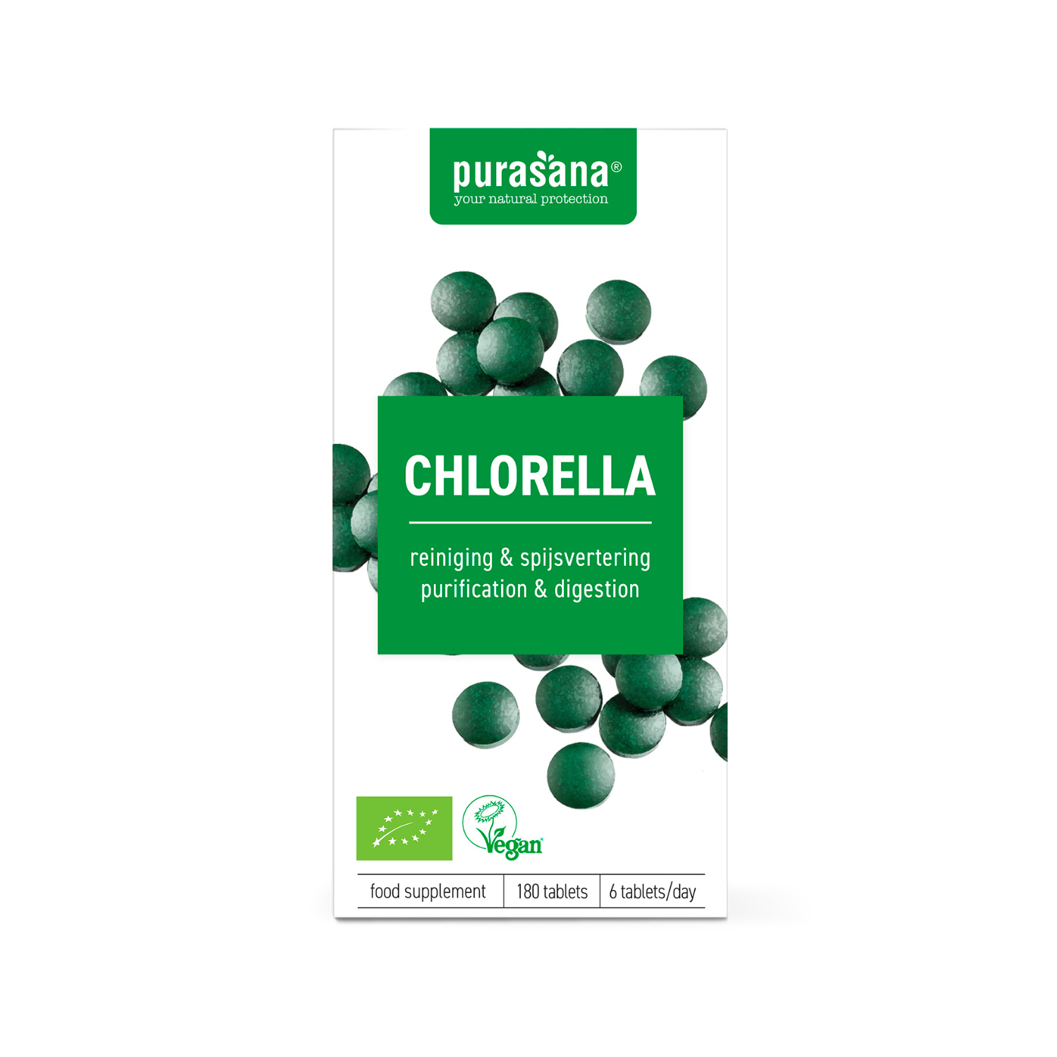 Chlorella 500 mg tabletten bio Purasana - Afbeelding 2