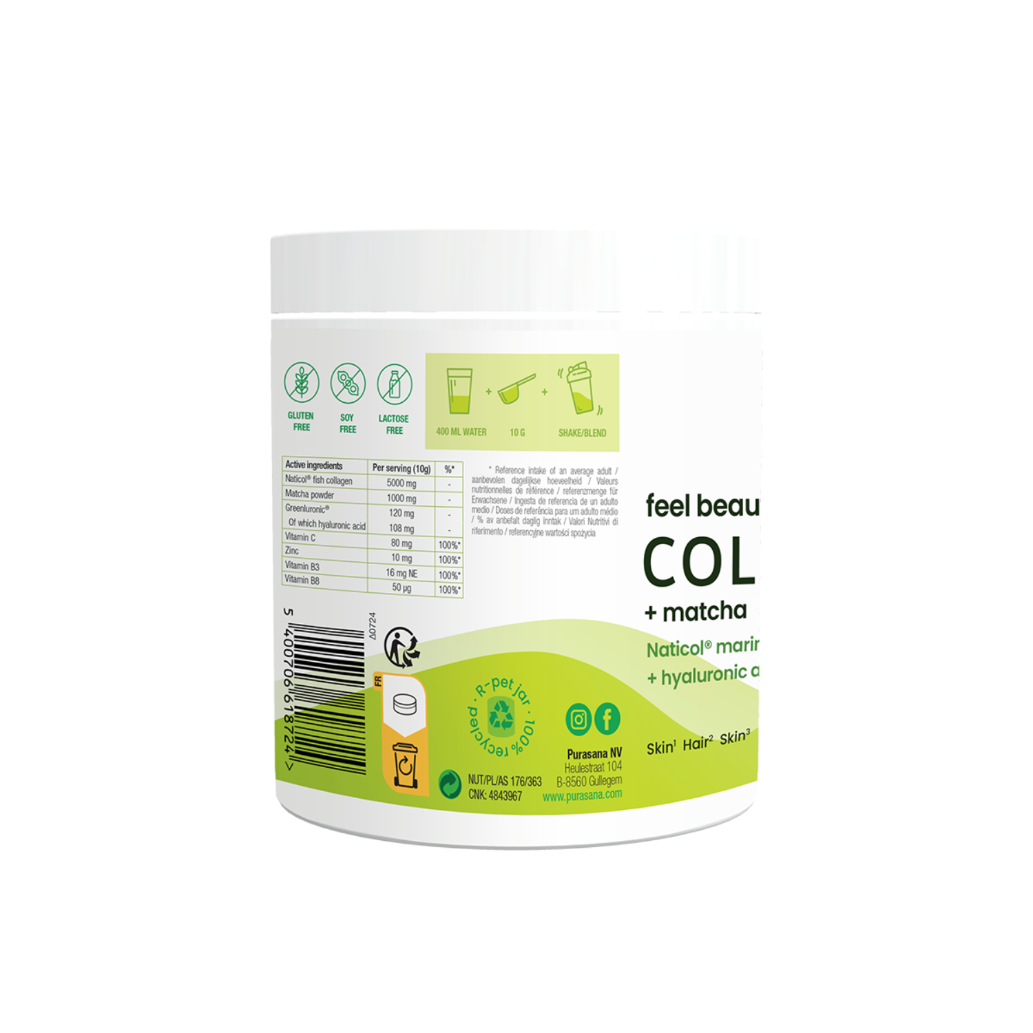 Feel Beautiful Viscollageen Matcha/Mojito Purasana - Afbeelding 3