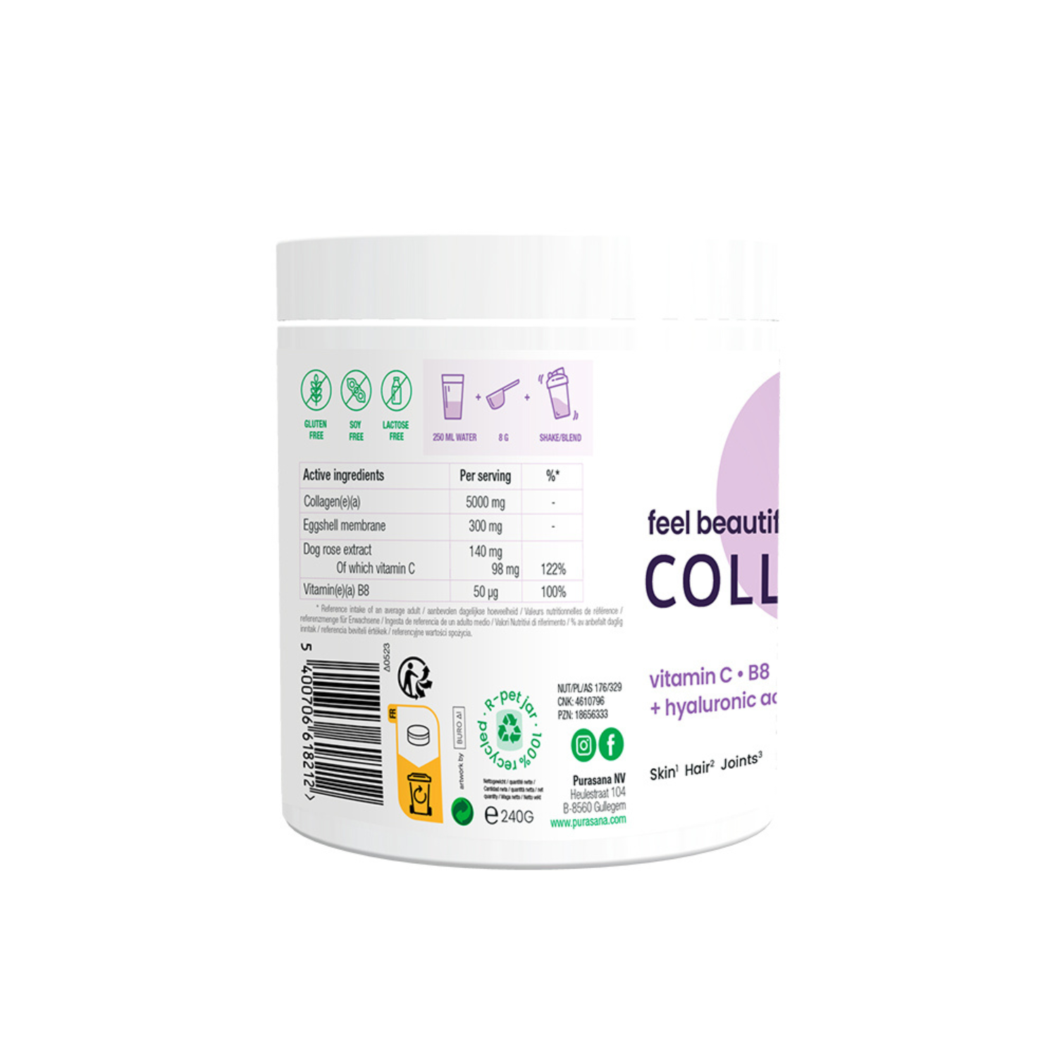 Feel Beautiful Collageenpoeder Braambes Purasana - Afbeelding 3