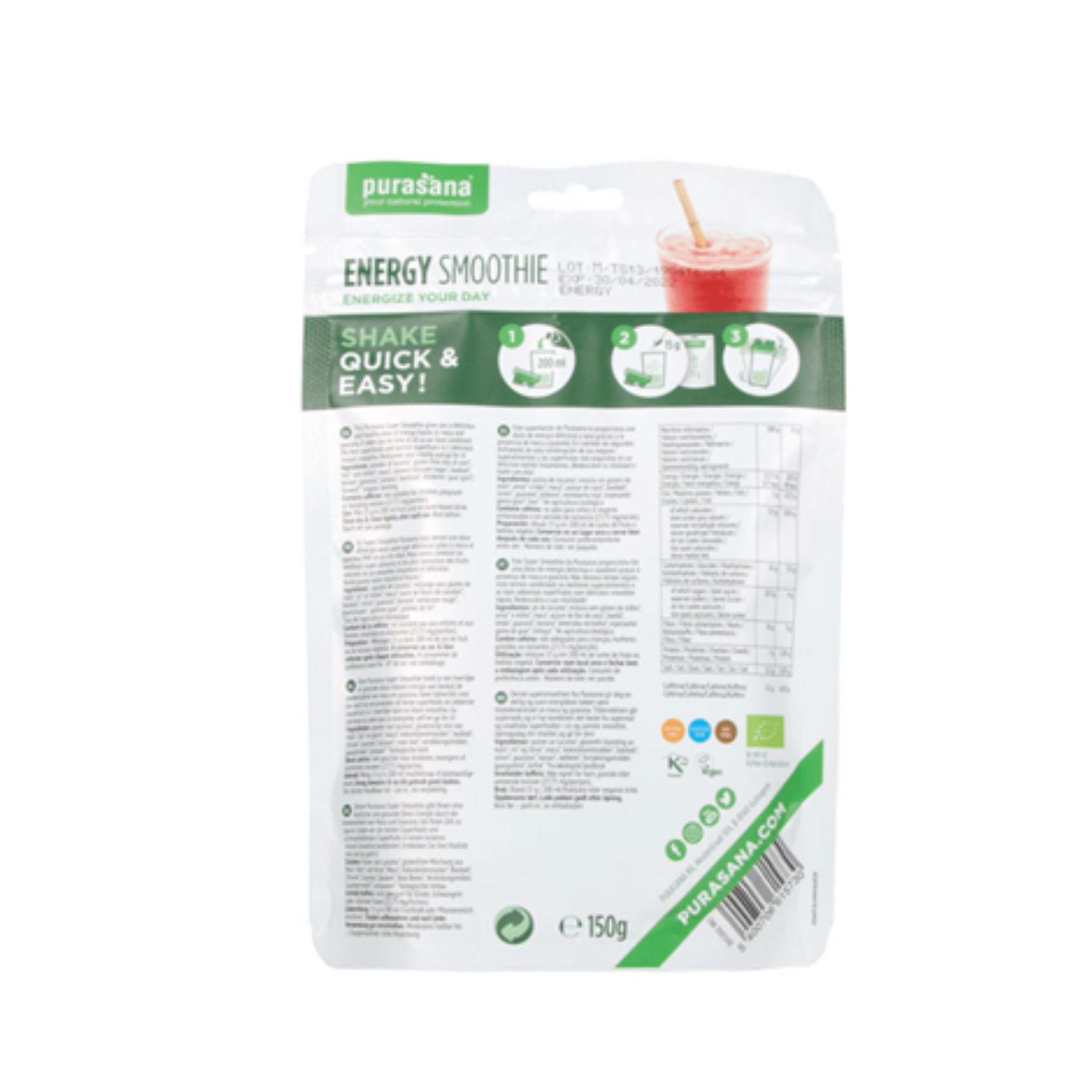 Energy smoothie bio Purasana - Afbeelding 2