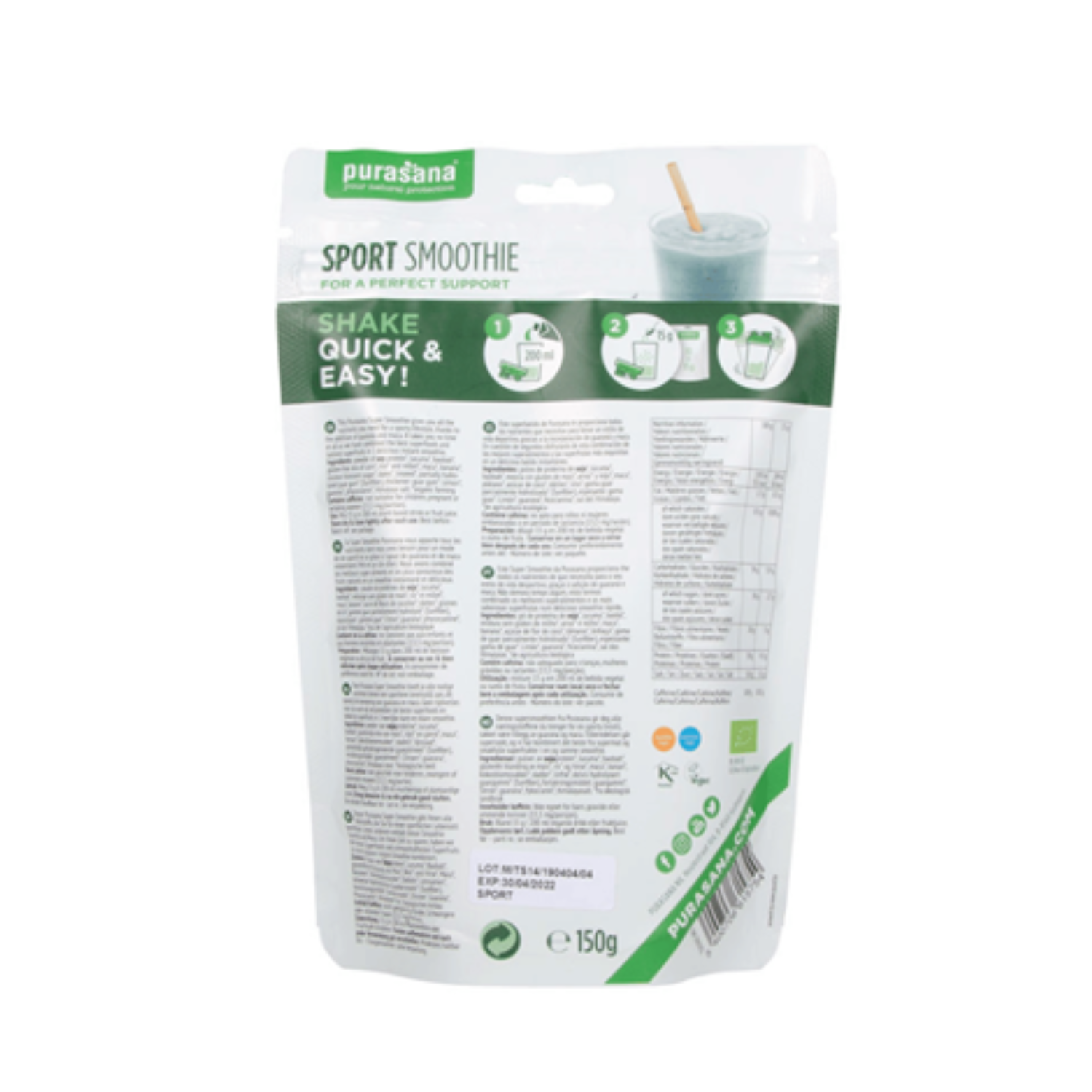 Sport smoothie bio Purasana - Afbeelding 2