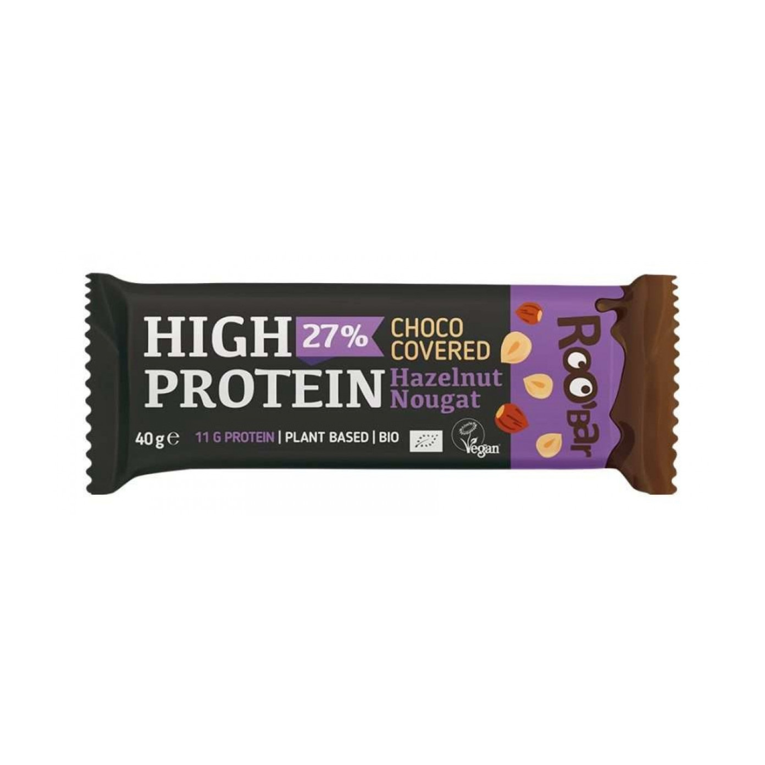 High protein bar hazelnut nougat bio Roobar