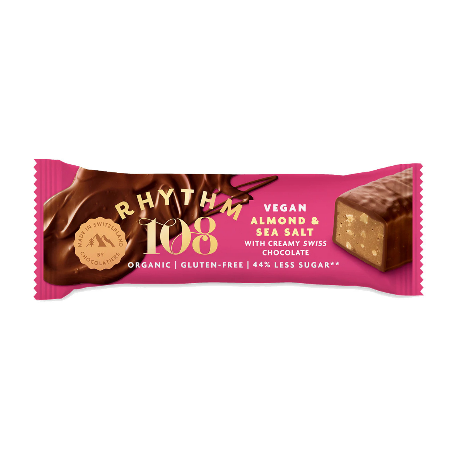 Chocoladebar almond en seasalt bio Rhythm 108