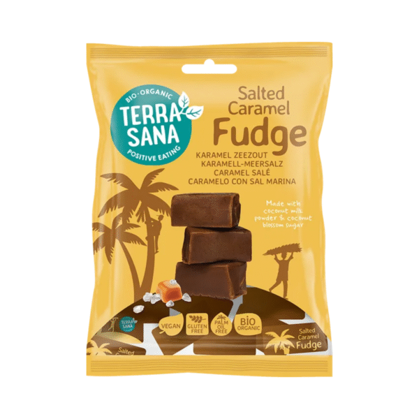 Vegan fudge karamel zeezout bio Terrasana