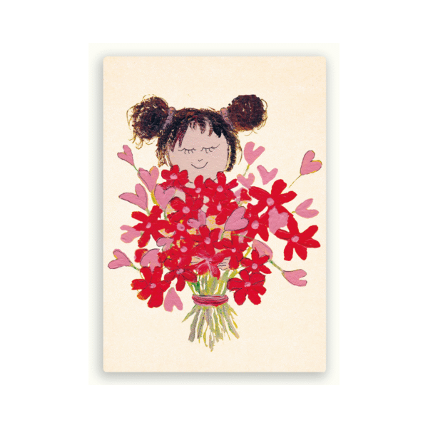 Ansichtkaart 'meisje met bloemen' ZintenZ