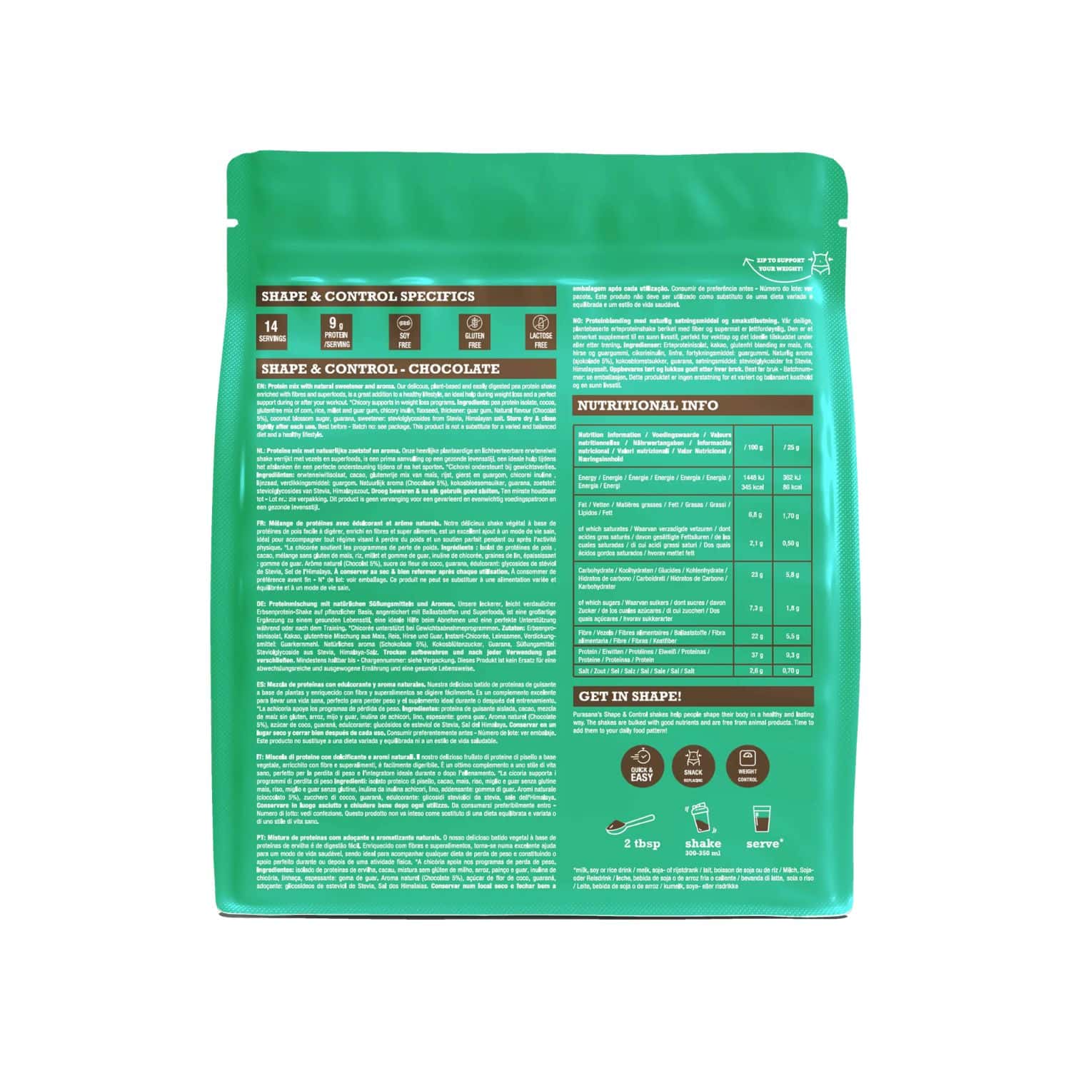 Shape & Control Chocolade bio Purasana - Afbeelding 2